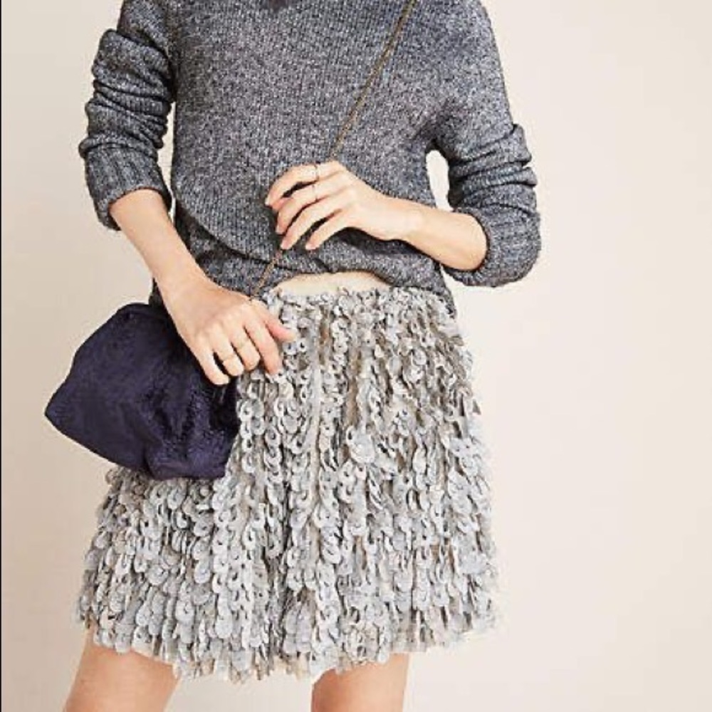 Anthropologie silver Tracie textured skirt